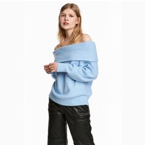 Baby Blue Off the Shoulder Sweater